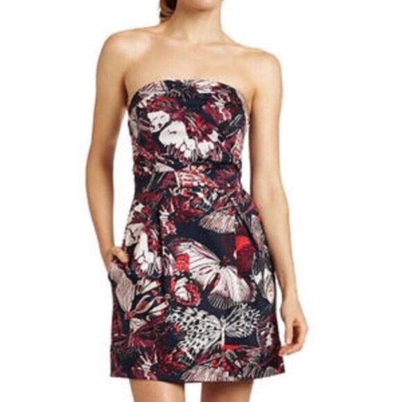 French Connection size 4 Strapless butterfly dress - Picture 1 of 5